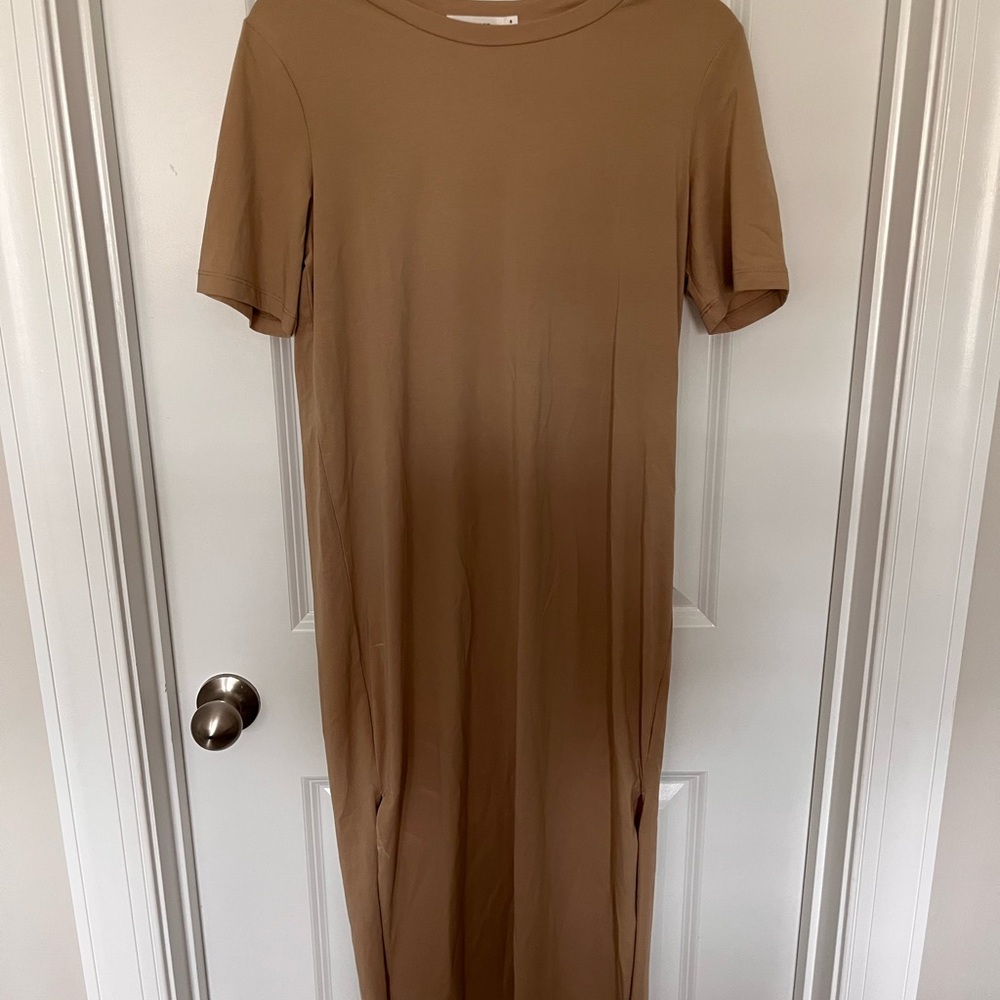 Mod Ref Brown Tan Sheath Midi Dress Casual